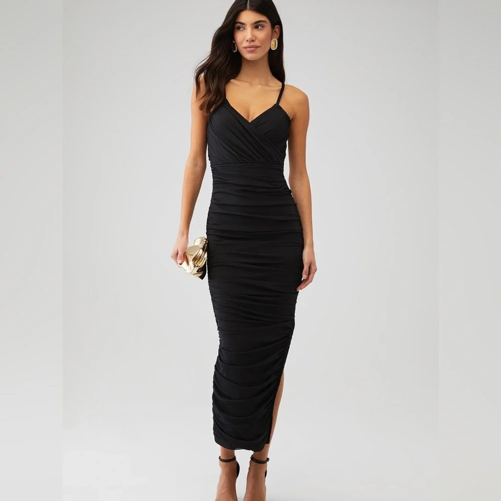 revolve mesh dress Lovewave Revolve Mesh Dress Coverup Side Slit Black Size XS